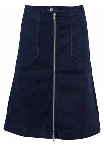 Denimblå nederdel med lommer fra Danefæ